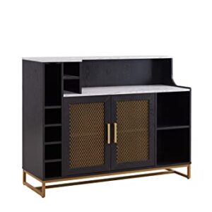 Home Source Black Accent Bar Cabinet with Mesh Door