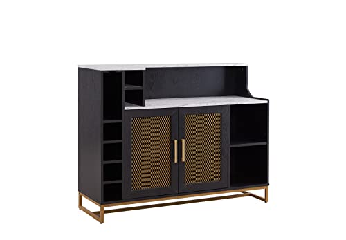 Home Source Black Accent Bar Cabinet with Mesh Door