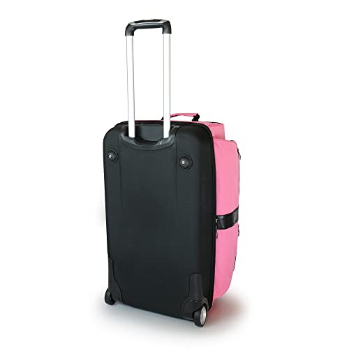 Travolution® – Newly Designed Garment Rack 28 inch Duffel with Wheels, Collapsible Lightweight Drop-Bottom Dance Costume Travel Luggage, Pink/Black…