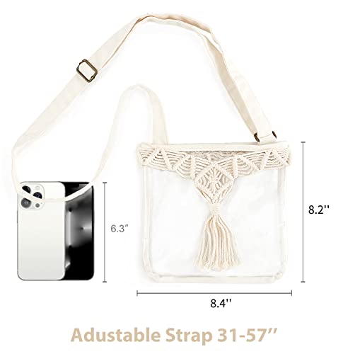 Mkono Clear Bag Stadium Approved for Women Clear Purses Concert Crossbody with Tassel for Sport Events Concert Festival