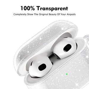 KOREDA Compatible with AirPods 3 2021 3rd Generation Case Cover, Soft Clear TPU Transparent Protective Shockproof Case Designed with Keychain for AirPod 3 Charging Case (Glitter Clear)