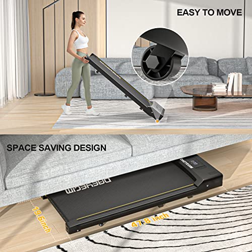 Under Desk Treadmill DAEYEGIM Powerful and Quiet Walking Pad with Remote, Portable, Slim, Compact and Installation-Free Walking Running Treadmill for Home Office - Yellow