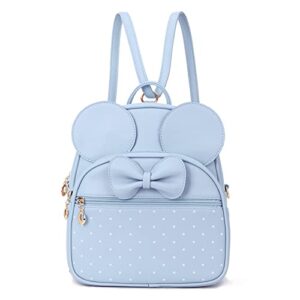 kl928 girls mini backpack bowknot polka dot cute daypacks convertible shoulder bag purse for women (l.blue)