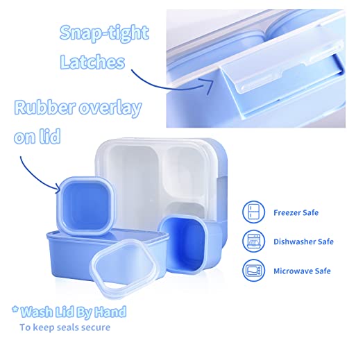 Genteen 2 Packs Kids Lunch Box, Bento Box for Kids, Toddler Lunch Box with 3 Removable Compartments, BPA-Free and Leak-proof Lunch-Box Snack Container for Daycare, School, Ideal Size for Ages 3 to 7