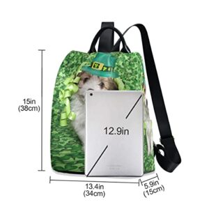 ALAZA Irish Shamrock Patricks Day Hat Women Backpack Anti Theft Back Pack Shoulder Fashion Bag Purse