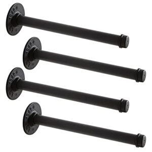 ibuyke 4 pcs 12 inch industrial pipe clothes bar, multifunctional wall mounted clothes rail, heavy duty rustic wall mounted diy shelving brackets, for bedroom bathroom, black tyj004h