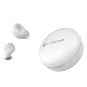 motorola moto buds 250-true wireless bluetooth earbuds with microphone and wireless charging case - ipx5 water resistant, smart touch-control, lightweight comfort-fit, clear sound, deep bass - white