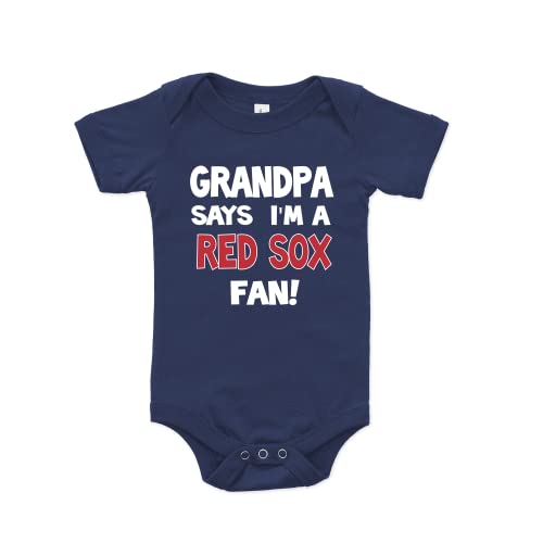 NanyCrafts' Grandpa Says I'm a Red Sox Fan Baby Bodysuit 18 Months Navy