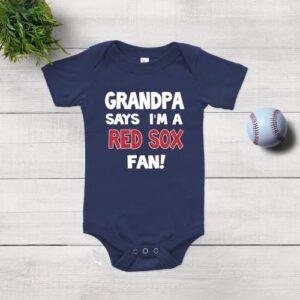 NanyCrafts' Grandpa Says I'm a Red Sox Fan Baby Bodysuit 18 Months Navy