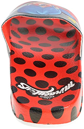 Miraculous Ladybug Girls' Sport Sandals, Comfort Casual Sport Slide, Black/Red, Little Kid Size 12/13