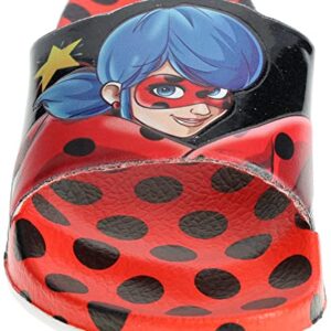 Miraculous Ladybug Girls' Sport Sandals, Comfort Casual Sport Slide, Black/Red, Little Kid Size 12/13