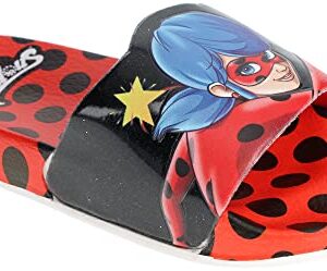 Miraculous Ladybug Girls' Sport Sandals, Comfort Casual Sport Slide, Black/Red, Little Kid Size 12/13