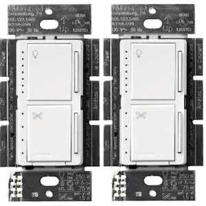 lutron maestro fan control and light dimmer for dimmable leds, incandescent, and halogen bulbs, single-pole, macl-lfq-wh, white (2-pack)