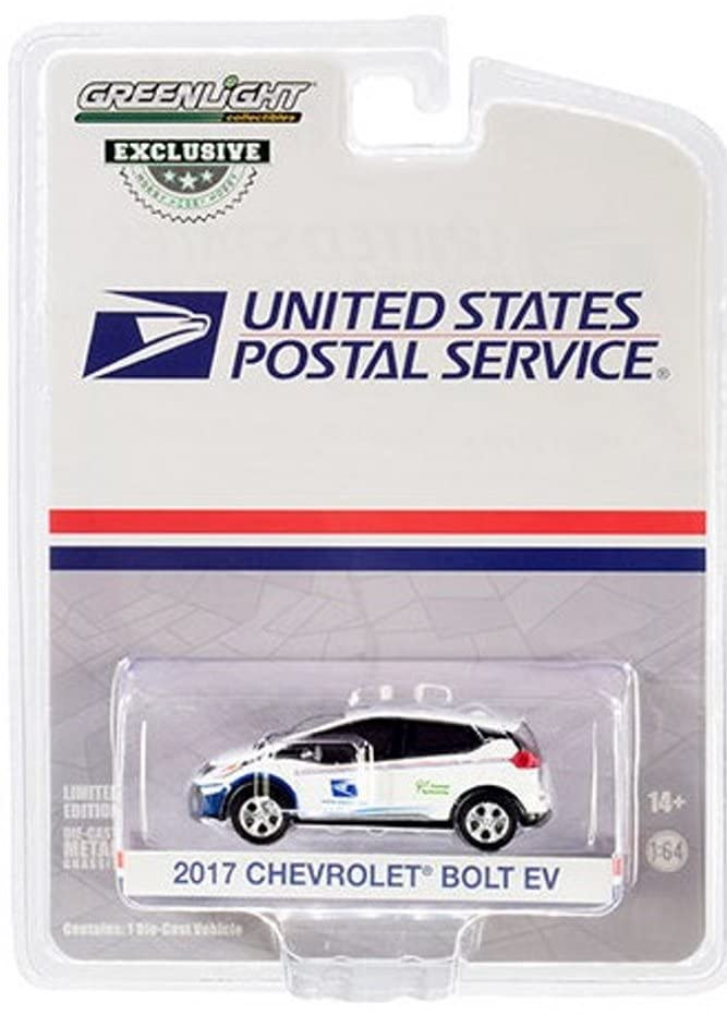 United States Postal Service 2017 Chevy Bolt, White and Blue - Greenlight 30263/48-1/64 Scale Diecast Model Toy Car