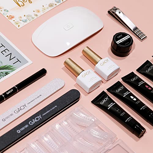 GAOY Poly Gel Nail Kit with U V Light Starter Kit, 6 Pcs Builder Gel Nail Extension Kit for Beginners with Everything Nail Art DIY