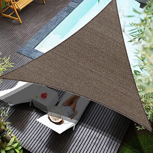 CIELO COLORIDO 20' x 20' x 20' Brown Triangle Sun Shade Sail,95% UV Blockage,Water & Air Permeable, Commercial, Custom Size Accepted