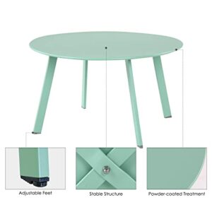 Grand patio Round Outdoor Coffee Table, Weather Resistant Steel Large Side Table for Balcony, Porch, Deck, Poolside, Mint Green