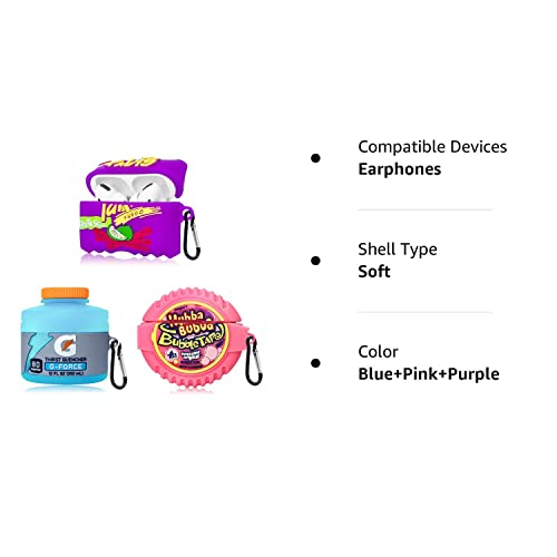3Pack Cute Case for Airpods Pro 2nd/1st Case Cover,3D Cartoon Funny Food Design Full Protective Soft Silicone Case for Apple Airpods Pro 2nd Generation/Airpods Pro with Keychain for Women Boys Girls