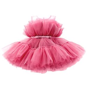 hnxdyy girl tutu party dress bowknot princess baby girls birthday gown #766_c hot pink 6-12 months