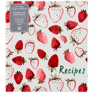 C.R. Gibson Strawberry Fields Pocket Page 3-Ring Card Book Binder Recipe Cards & Holder, 8.32" W x 9.4" L, Multicolor