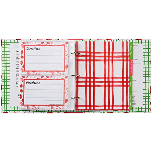 C.R. Gibson Strawberry Fields Pocket Page 3-Ring Card Book Binder Recipe Cards & Holder, 8.32" W x 9.4" L, Multicolor