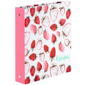 C.R. Gibson Strawberry Fields Pocket Page 3-Ring Card Book Binder Recipe Cards & Holder, 8.32" W x 9.4" L, Multicolor