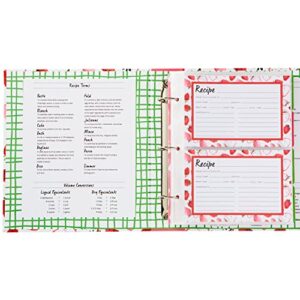 C.R. Gibson Strawberry Fields Pocket Page 3-Ring Card Book Binder Recipe Cards & Holder, 8.32" W x 9.4" L, Multicolor