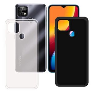 lmlqsz black + translucent cover for infinix smart 5 pro, flexible silicone slim fit soft tpu shell cute back case rubber protective case for infinix smart 5 pro (6,52")
