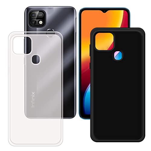 LMLQSZ Black + Translucent Cover for Infinix Smart 5 Pro, Flexible Silicone Slim fit Soft TPU Shell Cute Back Case Rubber Protective Case for Infinix Smart 5 Pro (6,52")