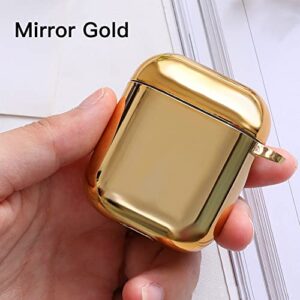 AirPod Case 2nd Generation,Apple AirPods Case 1st Generation,Mirror Plating Hard PC Cover (Mirror Gold)