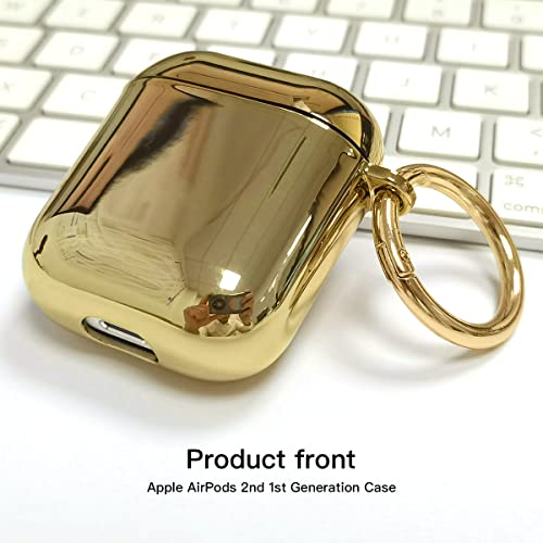 AirPod Case 2nd Generation,Apple AirPods Case 1st Generation,Mirror Plating Hard PC Cover (Mirror Gold)