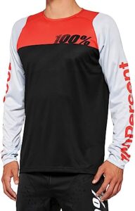 100% r-core youth long sleeve jersey black/racer red - m
