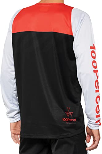100% R-CORE Youth Long Sleeve Jersey Black/Racer Red - M