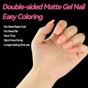 UNA GELLA Short Coffin Nail Tips - 360 PCS Double Matte Soft Gel Nail Tips in 15 Sizes, Pre-shaped Full Cover Press on Clear Acrylic False Gelly Nail Tips for DIY Nail Extensions with Gift Box