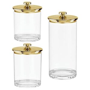 mDesign Airtight Apothecary Storage Organizer Canister Jars - Acrylic Containers for Kitchen, Organization Holder for Pantry, Counter, and Cupboards, Lumiere Collection, Set of 3, Clear/Soft Brass