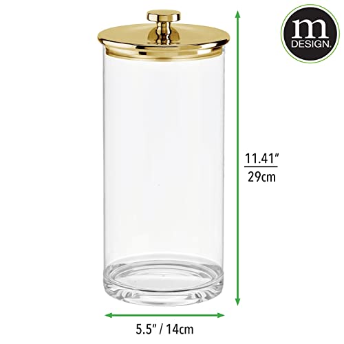 mDesign Airtight Apothecary Storage Organizer Canister Jars - Acrylic Containers for Kitchen, Organization Holder for Pantry, Counter, and Cupboards, Lumiere Collection, Set of 3, Clear/Soft Brass