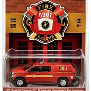 Greenlight Collectible 1:64 Fire & Rescue Series 2 - 2020 Silverado Z71 with Battalion Truck Cap - Philadelphia Fire Department Battalion Chief 67020-F [Shipping from Canada]