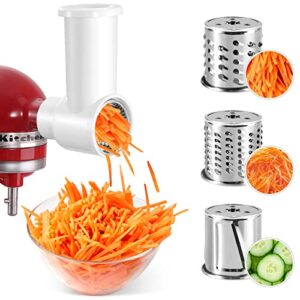 slicer shredder attachments for kitchenaid mixer, slicer accessories to quickly slice vegetables for salads,potatoes,cucumbers,casseroles white