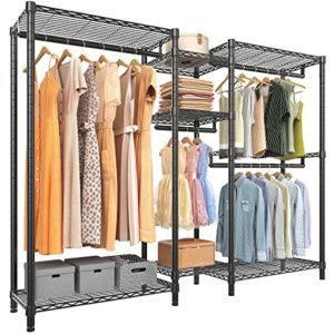 vipek v6 wire garment rack heavy duty clothes rack for hanging clothes, metal freestanding closet wardrobe rack, 71.2" l x 14.6" w x 76.8" h, max load 660lbs, medium size (black)