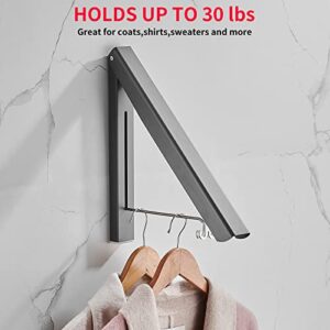 Dr.DJ Wall Mounted Clothes Hanger, Clothes Drying Rack Folding Indoor, Retractable Clothes Drying Rack Clothing for Laundry Room Organization, Aluminum (1 Rack, Graphite)