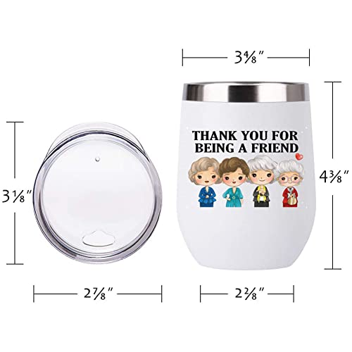 Thank You for Being a Friend Mug Gift - Friend Gifts, Golden Friendship Birthday Gifts for Women Buddies Besties Sisters Female Girls - Inspired Coffee Tumbler Cups 12 OZ -Mothers Day Gifts ( White)