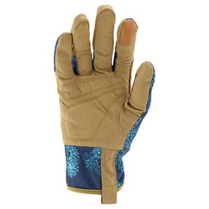 Miracle Gro Women's High-Dexterity Gardening Work Gloves, Touchscreen Technologies, Abrasion Resistant, Comfort, Blue/Tan, Small (MG86207/WSM)