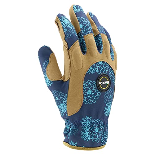 Miracle Gro Women's High-Dexterity Gardening Work Gloves, Touchscreen Technologies, Abrasion Resistant, Comfort, Blue/Tan, Medium, (MG86207/WML)