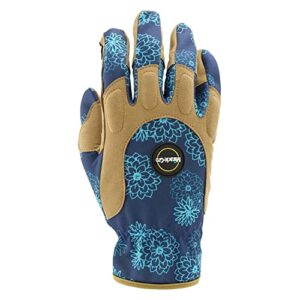 Miracle Gro Women's High-Dexterity Gardening Work Gloves, Touchscreen Technologies, Abrasion Resistant, Comfort, Blue/Tan, Medium, (MG86207/WML)