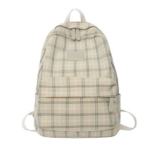 jhtpslr light academia aesthetic backpack plaid preppy backpack teen girls book bags back to school backpack supplies (beige)