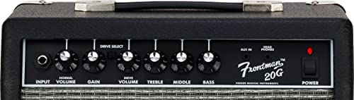 Fender Frontman 20G Guitar Combo Amplifier - Black Bundle with Instrument Cable and Picks