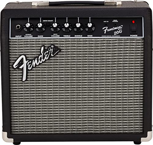 Fender Frontman 20G Guitar Combo Amplifier - Black Bundle with Instrument Cable and Picks