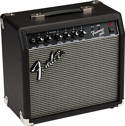 Fender Frontman 20G Guitar Combo Amplifier - Black Bundle with Instrument Cable and Picks