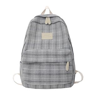 jhtpslr light academia aesthetic backpack plaid preppy backpack teen girls book bags back to school backpack supplies (light grey)