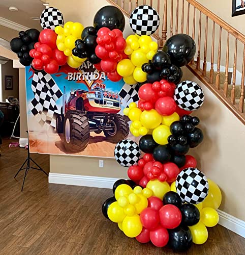 12 Pack 18 Inch Checkered Racing Balloons Helium Foil Mylar Black and White Checkered Balloons for Race Car Themed Party Birthday Festival Decorations Supplies